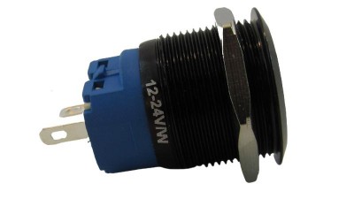 Кнопка антивандальна тактова без фіксації чорна 22мм білий колір (18119)