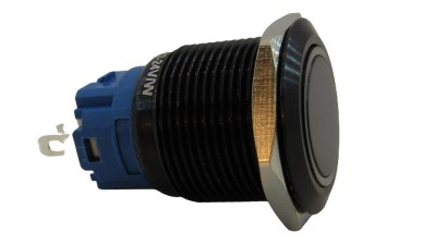 Кнопка антивандальна тактова без фіксації чорна 19мм білий колір (18120)