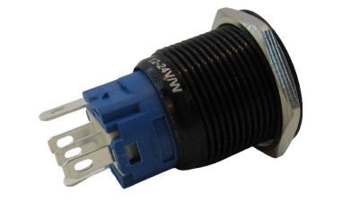 Кнопка антивандальна тактова без фіксації чорна 19мм білий колір (18120)