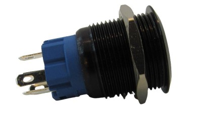 Кнопка антивандальна тактова без фіксації чорна 19мм білий колір (18120)