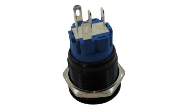 Кнопка антивандальна тактова без фіксації чорна 19мм білий колір (18120)