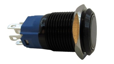 Кнопка антивандальна тактова без фіксації чорна 16мм білий колір (18121)