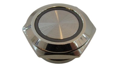 Кнопка антивандальна тактова без фіксації хром 22мм синій колір (18129)