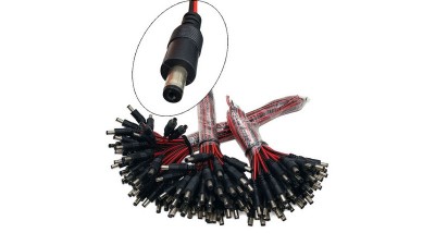 Штекер чорний з кабелем DC тато 5.5*2.1мм 0.75мм 15см (18197)