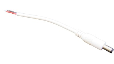 Штекер білий з кабелем DC тато 5.5*2.1мм 0.75мм 15см (18199)