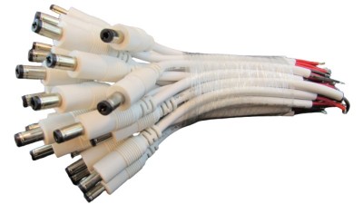 Штекер білий з кабелем DC тато 5.5*2.1мм 0.75мм 15см (18199)