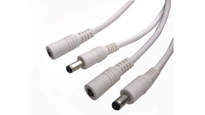 Штекер білий з кабелем DC тато 5.5*2.1мм 0.75мм 15см (18199)