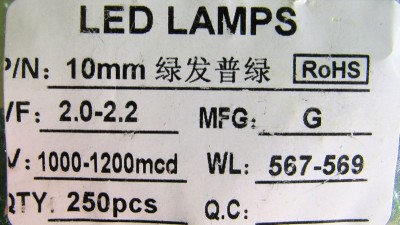 Світлодіод LED F10 10мм зелений (18487)