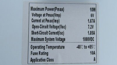 Сонячна панель полікристал 10W 6V 35*25см (18914)