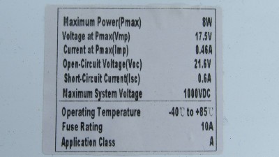 Сонячна панель полікристал 8W 18V 35*21см (18915)