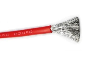 Кабель силіконовий термостійкий 10AWG 5.3кв.мм червоний 1м (19202)