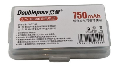 Аккумулятор LiIon Doublepow 16340 750mAh (20029)
