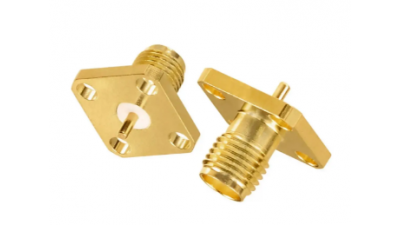 Розетка фланцева приладова SMA Female SMA-KFD-3 роз'єм гніздо монтажне прямокутне на панель 12.7*12.7 мм під 4 гвинта (20857)