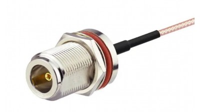 Роз'єм тип N female обтискна мама з гайкою для монтажу на корпус, для кабелів RG316 RG174, LMR100 (20710)