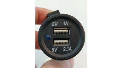 Зарядка врізна DC 12-24V to USB 2 порти GRB 5V 2.1 A/1A (19787)
