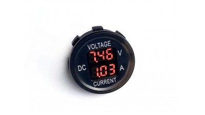 DC вольтметр-амперметр DC 9V-48V 0-10A круглий (20828)